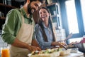 Couple cooking food happiness hobby liefstyle concept