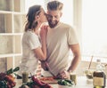 Couple cooking healthy food