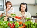 Couple cooking veggy lunch Royalty Free Stock Photo