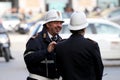 Checkpoint security, couple of cops (Rome - Italy) Royalty Free Stock Photo