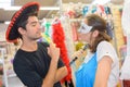 Couple at costume shop