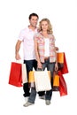 Couple crazy shopping trip Royalty Free Stock Photo