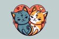 Couple cute cat in love animal valentine day card invitation background Royalty Free Stock Photo