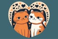 Couple cute cat in love animal valentine day card invitation background Royalty Free Stock Photo