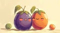 couple of cute hugging plum and apricot, hug day, banner