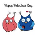 Couple of Cute Owls, Love Card Design. Vector Illustration Royalty Free Stock Photo