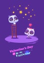 Couple cute panda on ladder catch the star. Idea Royalty Free Stock Photo