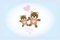 Couple of cute teddies with heart balloon - Happy Valentine`s Day