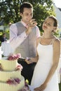 Couple Cutting Wedding Cake Royalty Free Stock Photo