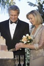 Couple Cutting Wedding Cake Royalty Free Stock Photo