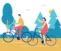 Couple cycling - flat design style colorful illustration Royalty Free Stock Photo