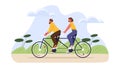 Couple cycling at holiday vector concept