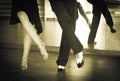 Male and female legs dancing latin rhythms and swing Royalty Free Stock Photo