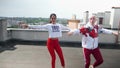 Couple dances separate latina salsa footwork, autentic, rumba cubana on the roof