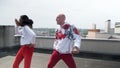 Couple dances separate latina salsa footwork, autentic, rumba cubana on the roof