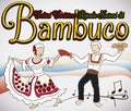 Couple Dancing Bambuco with Traditional Costumes in Colombian Folkloric Festival, Vector Illustration