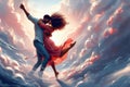 couple dancing in the clouds Royalty Free Stock Photo