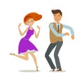 Couple dancing. Dance party concept. Cartoon vector illustration