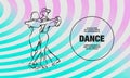 Couple dancing foxtrot. Vector outline Dance illustration.