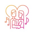 Couple dancing gradient linear vector icon