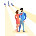 Couple Dancing in Limelight Flat Illustration