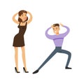 Couple Dancing Modern Dances On The Dancefloor, Part Of People At The Night Club Series Of Vector Illustrations