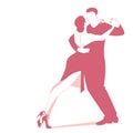 Couple dancing passionate argentine tango, isolated on white background. Royalty Free Stock Photo