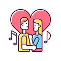 Couple dancing RGB color icon