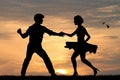 Couple dancing rock and roll and boogie boogie Royalty Free Stock Photo