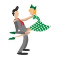 Couple dancing rocknroll cartoon illustration