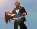 Couple dancing social danse kizomba or bachata or semba Royalty Free Stock Photo