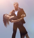 Couple dancing social danse kizomba or bachata or semba Royalty Free Stock Photo