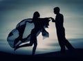 Couple dancing at sunset Royalty Free Stock Photo