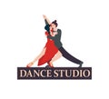 Couple dancing tango. Creative logotype. Vector illustration Royalty Free Stock Photo