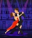 Couple dancing tango in a disco club bar Royalty Free Stock Photo