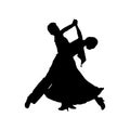 Silhouette of a pair of dancers, a couple dancing tango Royalty Free Stock Photo