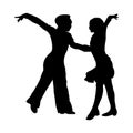 Couple dancing tango, silhouette of couple dancers Royalty Free Stock Photo