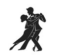 Couple dancing tango silhouette
