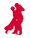 Couple dancing tango silhouette
