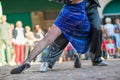 Couple dancing tango in the street Royalty Free Stock Photo