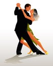 Couple dancing Tango - vector illustration Royalty Free Stock Photo