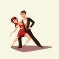Couple dancing tango vector illustration Royalty Free Stock Photo