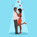 Couple dancing together happy valentines day celebrating concept man woman having fun african american lovers over heart