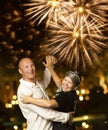 Couple dancing waltz at night