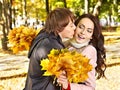 Couple on date autumn outdoor.