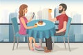 Couple on a date in roof top cafe Royalty Free Stock Photo