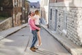 Couple Dating Happiness Traveling Using Smart Phone