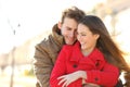 Couple dating and hugging in love in a park Royalty Free Stock Photo