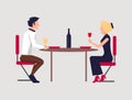 Couple Dining Together on Vector Illustration Royalty Free Stock Photo