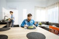 Couple during the dinning time at home Royalty Free Stock Photo